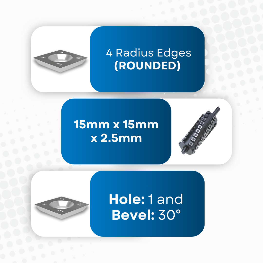 Carbide Insert Knife 15mm x 15mm x 2.5mm Grade: KCR08 -BOX OF 10