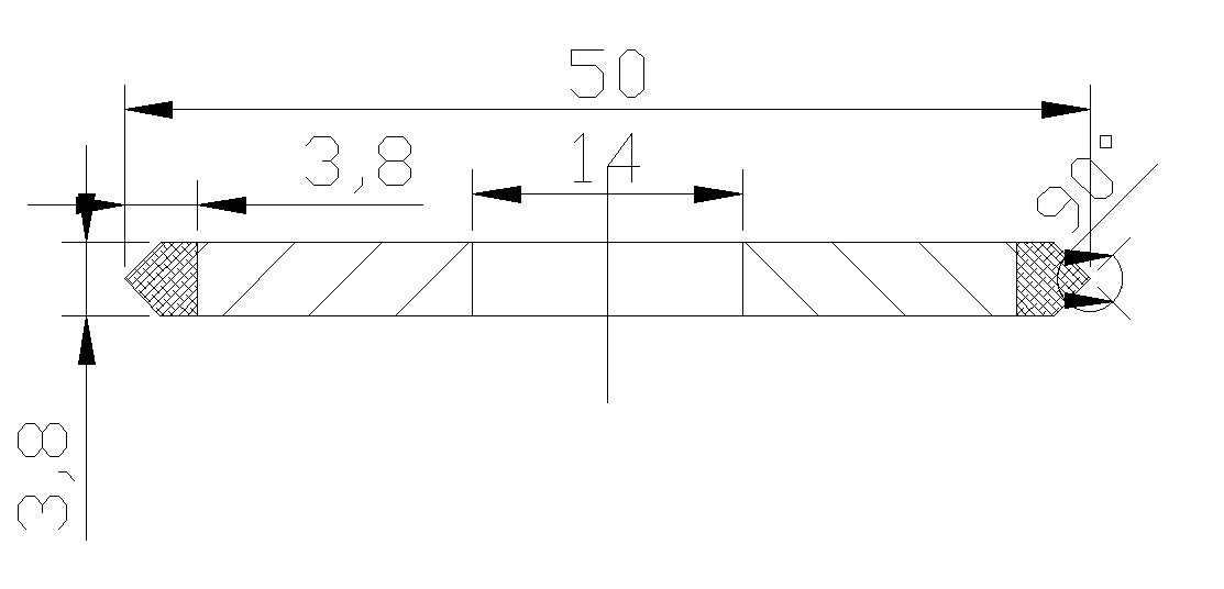 D1A1-22 V-Top Diamond Wheel 50x6.5x14mm,  6.5x6.5mm