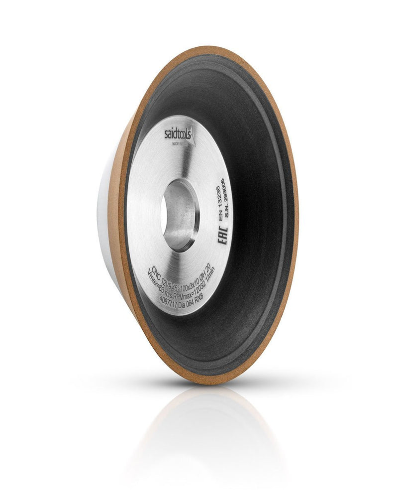 Saidtools - 12V9 45° Diamond Grinding Wheel - 125mm Diam - 280 Grit - 20 Hole MX7.0H