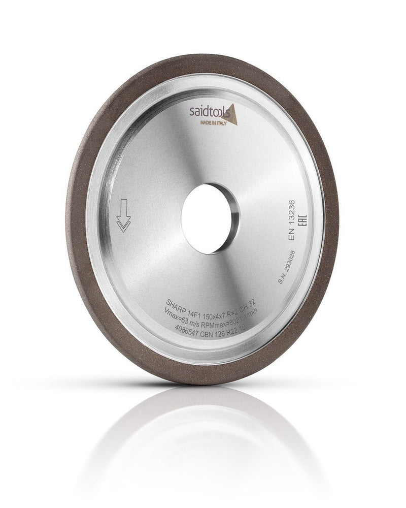 Saidtools - 14F1 CBN Grinding Wheel - 150mm Diam - 150 Grit - 32 Hole - 2.5 Thick