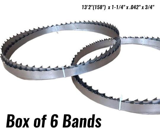 13'2"(158")  x 1-1/4" x .042" x 3/4" (Box of 6 pcs) Bandsaw Blades for Sawmills